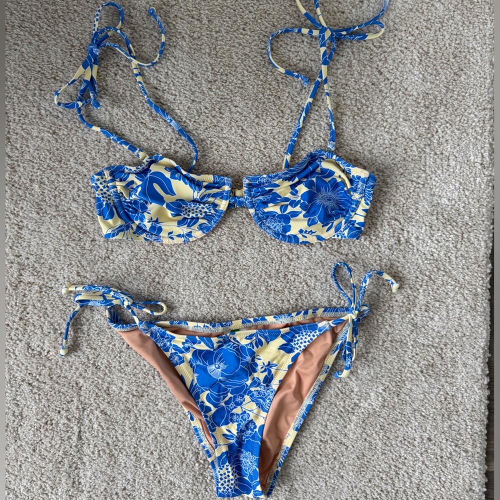 Floral Blue and Yellow Bikini Set